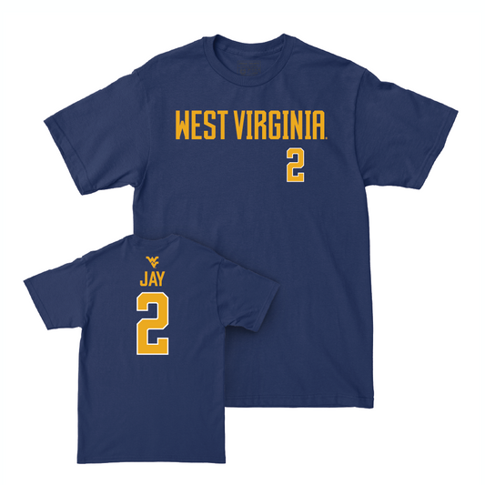 WVU Men's Basketball Navy Wordmark Tee  - Dylan Jay