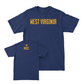 WVU Women's Gymnastics Navy Wordmark Tee   - Sophia Rice