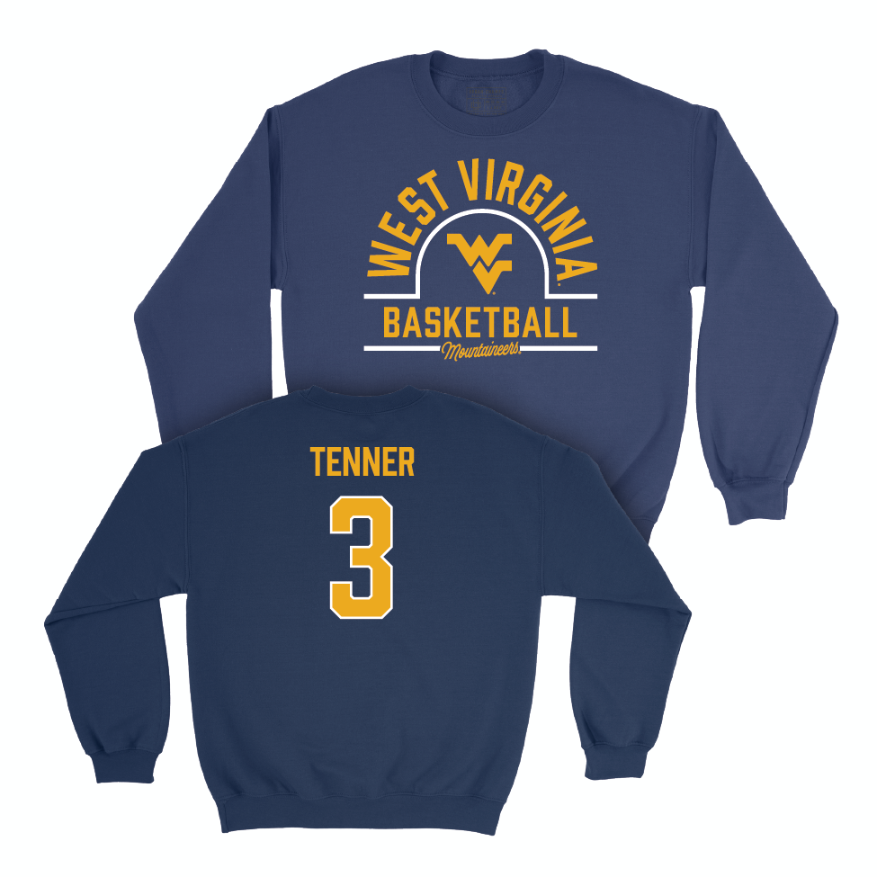 WVU Men's Basketball Navy Arch Crew  - KJ Tenner