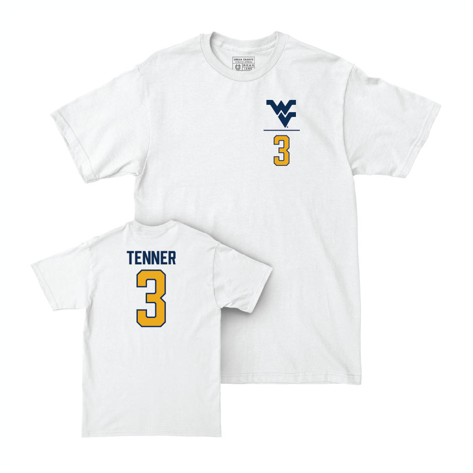 WVU Men's Basketball White Logo Comfort Colors Tee  - KJ Tenner